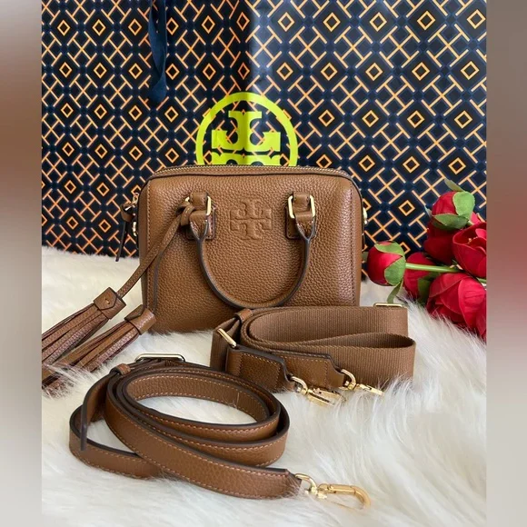 Tory Burch✨ 3way THEA MINI WEB SATCHEL Tory Burch Women's Thea Embossed Leather Mini Web Satchel